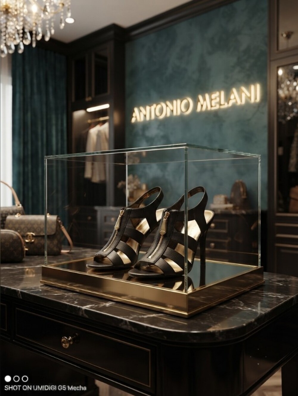 ANTONIO MELANI Black Zip-Strap High Heel Sandals